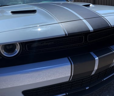 Matte Black racing stripes. Elite Car Wraps, Las Cruces, NM