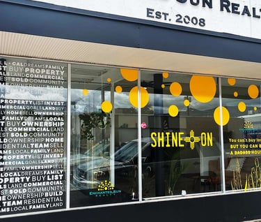 Elite Car Wraps, Las Cruces, NM. a storefront window with a sign that says,' shine on the front of