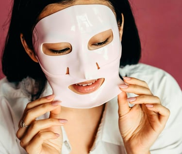 A woman with a facial mask 