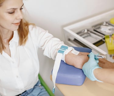 Woman getting a blood test done.