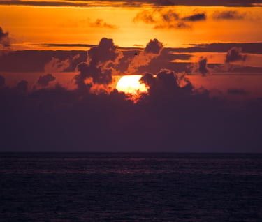 Sunset at a rural beach in Ecuadorian Town