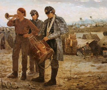 A Drum and Bugle Corp from the Civil War, paintint by Winslow Homer