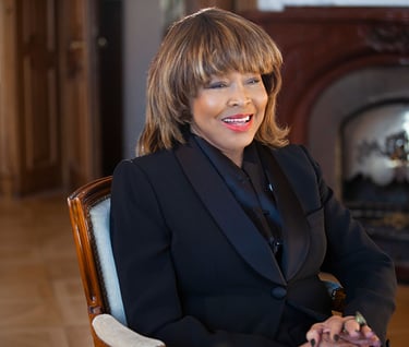 Tina Turner giving an interview at her Swiss home.