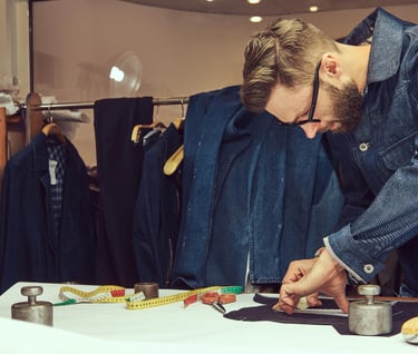 Guy creating clothing products