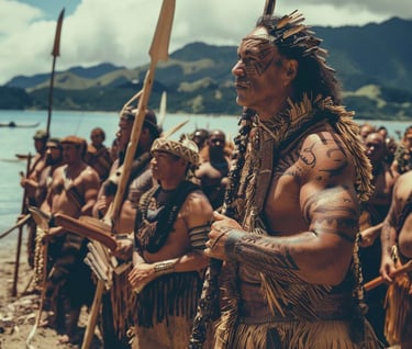 Maori warriors on the beach