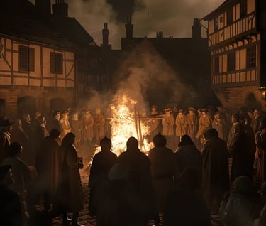 lames beginning to rise around Tyndale’s stake