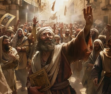freed Jewish captives rejoicing in the streets og babylon