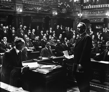 British politicians in a grand chamber