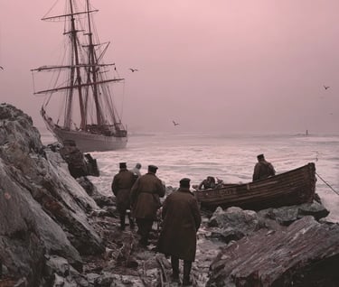 Early dawn at a rocky Maine coast, 1908