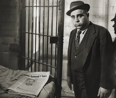 of Capone being led into his jail cell