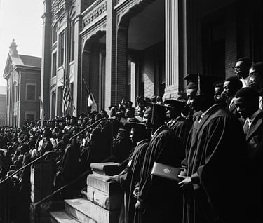 a group of students standing in front of howard university graduation ceremony