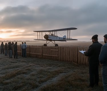 Wright Company’s first biplane launch, early aviation history on Ohio airfield.