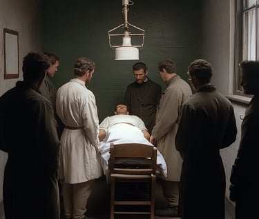 . Dr. Morton stands by his patient, who lies peacefully in the chair, still under the effects of eth