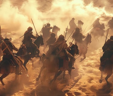 Spanish and Moroccan forces clashing in the desert
