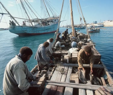 weakened survivors in salt-stained linen coats and faded dresses