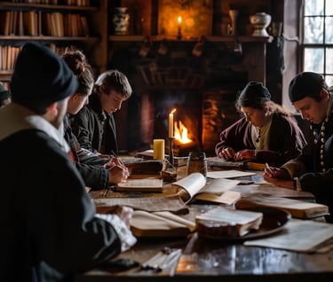 students practicing their studies under the guidance of a minister