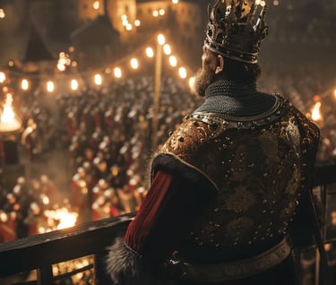 King Christian II watching the executions from a palace balcony