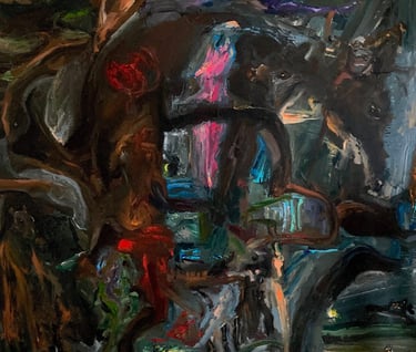 expressive painting showing a jungle