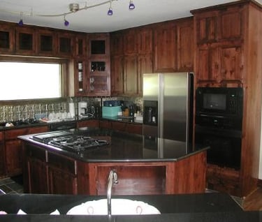 Dark stained kitchen
