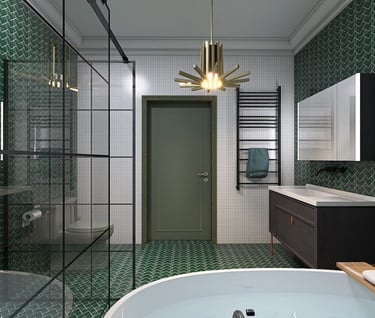 дизайн ванной комнаты в зеленых тонах