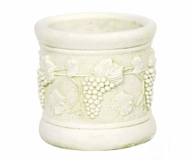 pot rond en pierre motif raisin