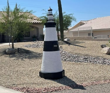 Black-White Lighthouse Mailbox Lake Havasu City AZ