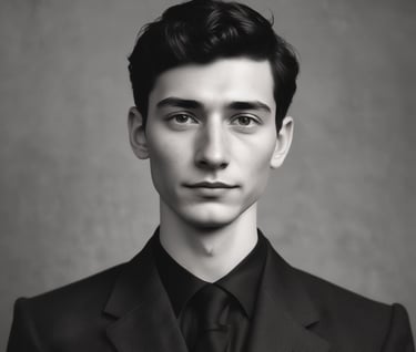 man standing near white wall