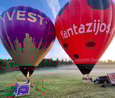 hot air balloon over vilnius or trakai