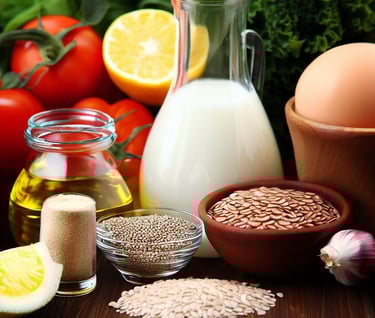 a variety of ingredients including eggs, milk, and eggs