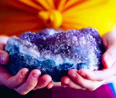 lady holding crystals