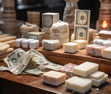 Soap and money on display
