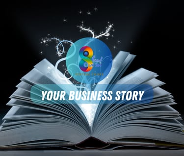 a book with a bookmark and a bookmark with the words your business story