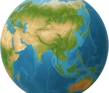 terrestrial globe focus on Asia