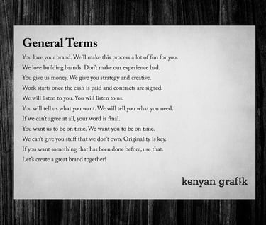 a sign that says general terms in a black and white photo