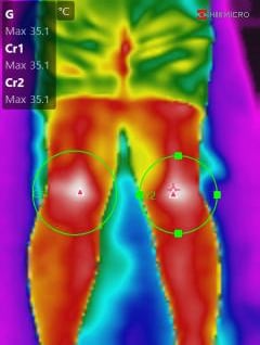 a thermal camera captures a man's torso and torso