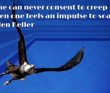 One can never consent to creep when one feels an impulse to soar. Helen Keller