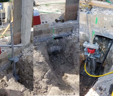Compresion application in existing construction pile installation