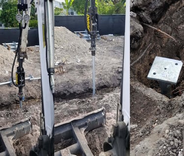 Instalación de pilotes en construcción nueva.