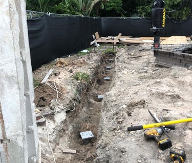 Instalación de pilotes en construcción nueva.