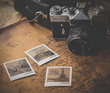 a camera and some pictures of a camera