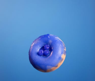 a soap donut with blue icing