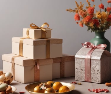 brown gift box with pink ribbon