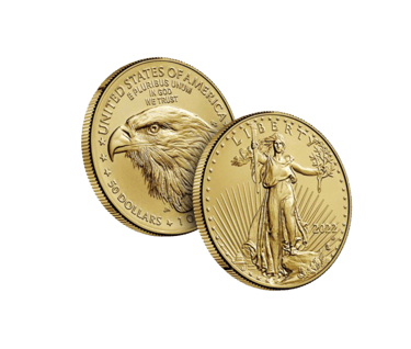 a pair of gold eagle coins