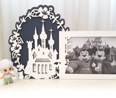 portarretrato castillo Disney en madera calado con laser