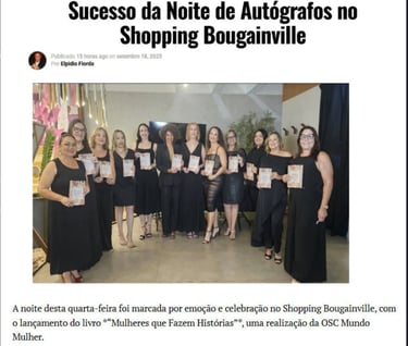 OSC Mundo Mulher lança o livro Mulheres que Fazem Histórias no Shopping Bougainvillee.