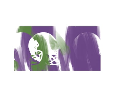 a purple and white picture of a woman with a purple background