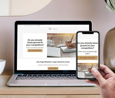 Mockup scenery with website on laptop screen and cell phone