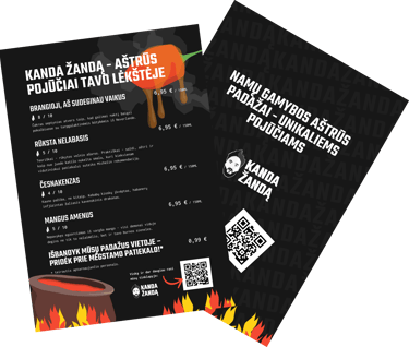 Kanda Žandą meniu skrajutė
