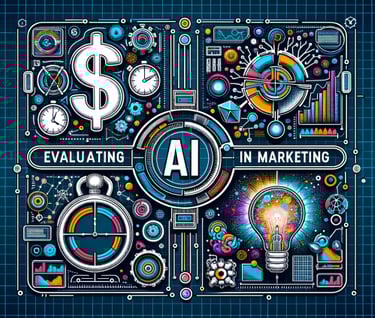 DALL-E created image: four quadrants that highlight the ways to measure ROI in marketing