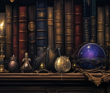 a bunch of colorful glass vases on a bookcase